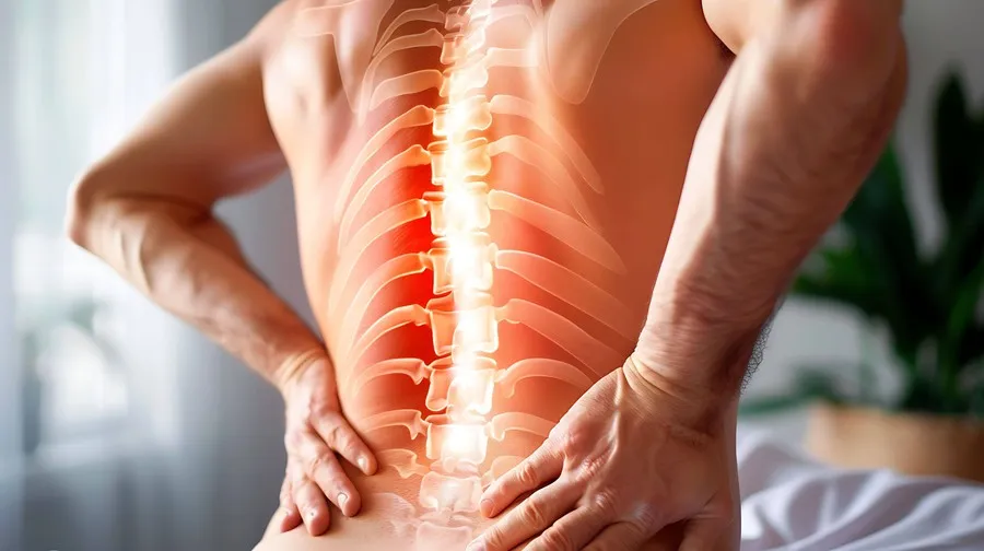 Coluna com pontos de inflamação destacados