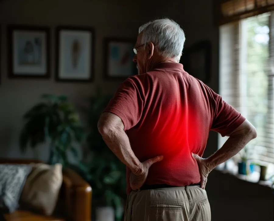 Homem com dor nas costas por inflamação