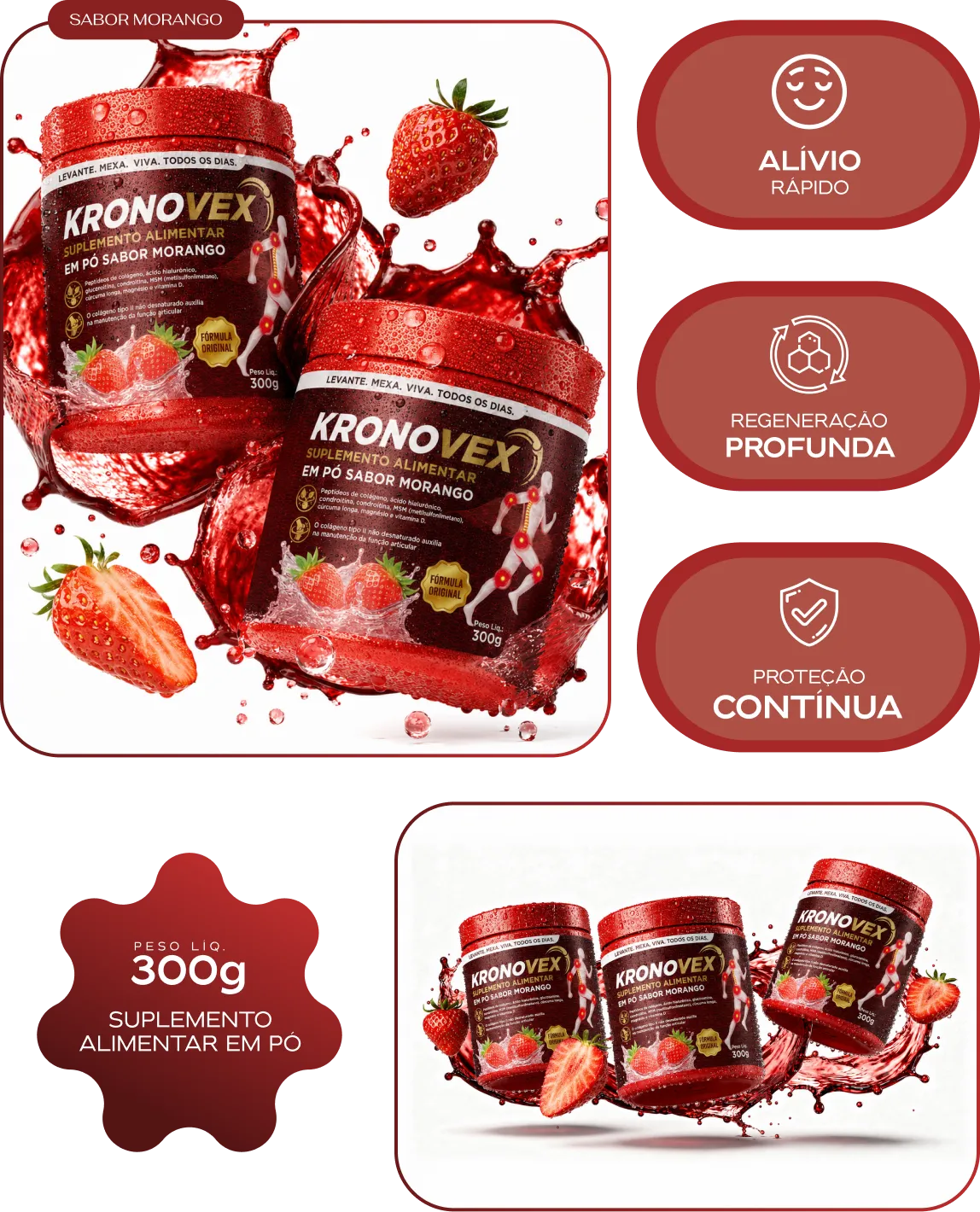 Potes de KRONOVEX com morangos